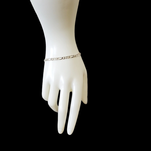 925 Italian Sterling 18" Figaro Chain & 7.25" Bracelet - Picture 7 of 11